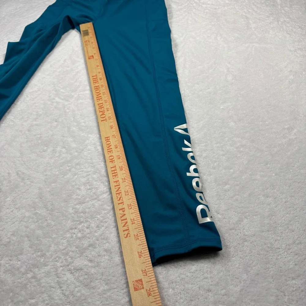 Reebok Youth Girls XL 14/16 Teal Blue Performance Leggings with Side Pockets